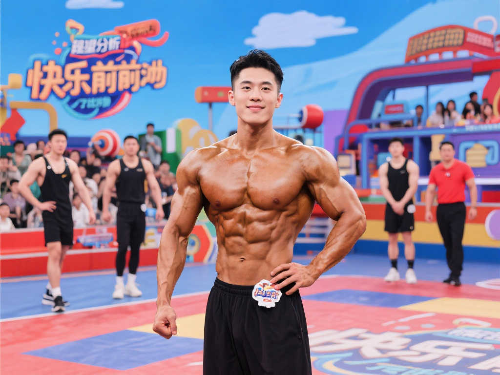 健美冠军孙良轩挑战快乐向前冲，网友热议不断